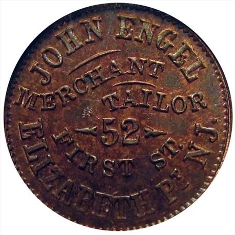 NJ220A-3a    R3       MS64 NGC John Engel Tailor, Elizabeth Port New Jersey 