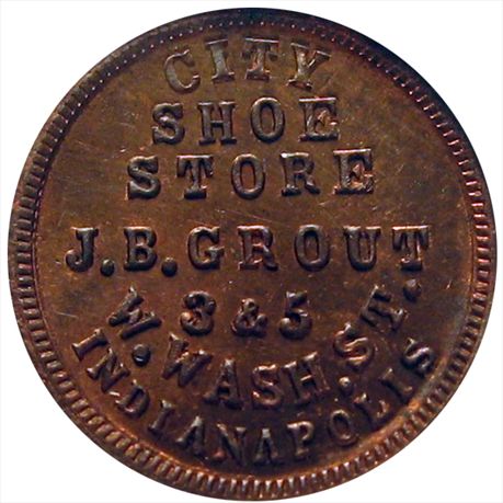 IN460F-2a      R4       MS65 NGC Grout City Shoe Store, Indianapolis Indiana
