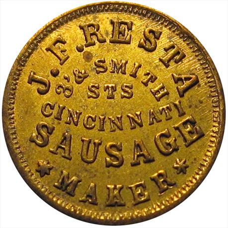 OH165EU-6b    R7       MS62 Resta Sausage Maker, Cincinnati Ohio in Brass