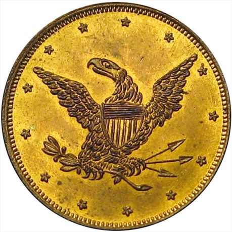 MILLER NY  913 MS63 TPD 50 struck in Brass enigmatic Gold Eagle look a like