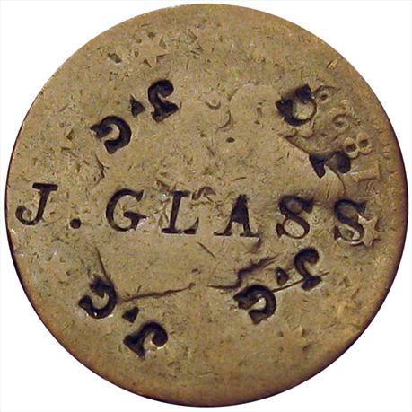 J. GLASS on an 1822 Large Cent