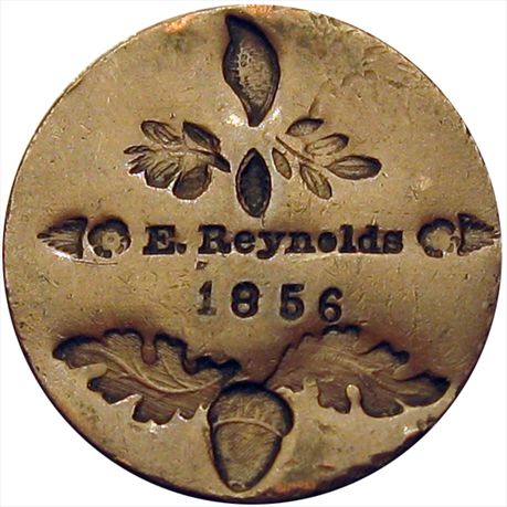 E. Reynolds / 1856 with acorn and various leaves on 1847 Large Cent 