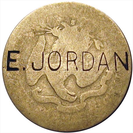 E. JORDAN on the reverse of an 1877-S Seated Liberty Quarter