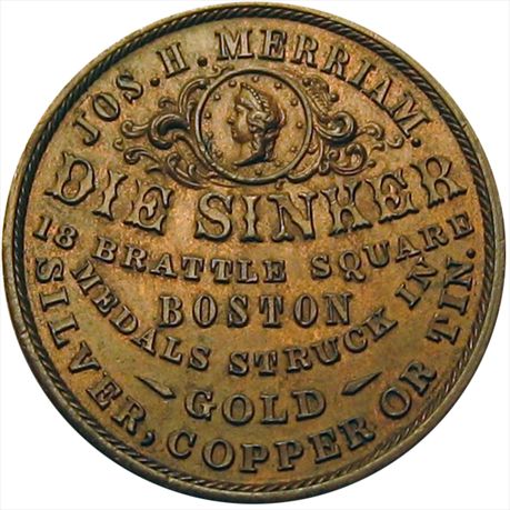 RULAU Ma Bo 77 AU+ Jos. H. Merriam Die Sinnker Bost Massachusetts 1859