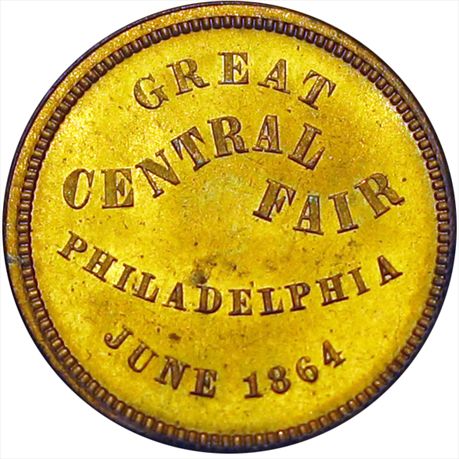 PA750L-1k R8 MS62 Great Central Fair, Philadelphia PA Gilt