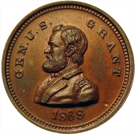 U. S. Grant 1868 Bronze 22mm MS63 USG 1868-37