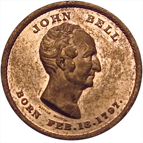 John Bell Born Feb. 18. 1797 White Metal 33mm AU JBELL 1860-4