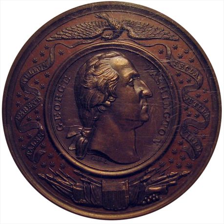 WASHINGTONIA Baker 289 Masonic Non Nobis Solum Medal 1859 Bronze 50mm MS66 NGC