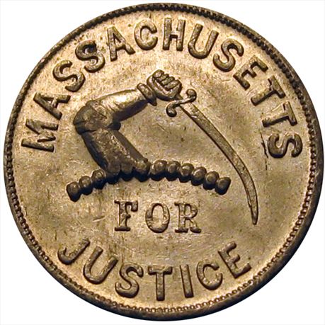 Slavery Massachusetts For Justice White Metal 28mm AU+ SL 1859-2