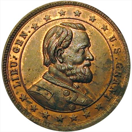 U. S. Grant Copper 32mm MS62 USG 1868-09 Civil War ID tag 
