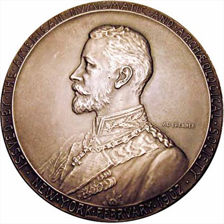 ANS Medal 1902 Prince Henry of Prussia by Victor D. Brenner 70mm Silver MS64