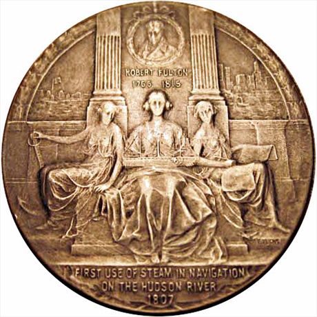 ANS Medal 1909 Hudson-Fulton.  Silver 51mm AU