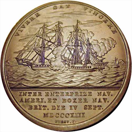 Mint Medal 1813 Lieutenant William Burrows Naval medal Julian NA-7 65mm MS63