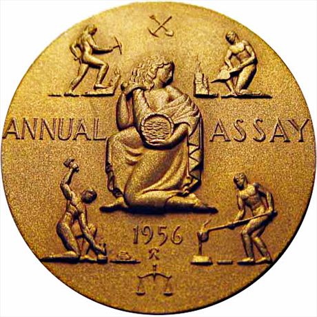 Mint Medal 1956 Assay Medal.  Julian AC-100 struck in Bronze 51mm MS63