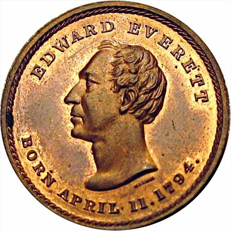 Edward Everett Copper 33mm MS64 JBELL 1860-5