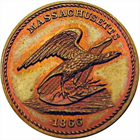 BOLEN JAB-23 Springfield Antiquarians Massachusetts 1866 Copper 28mm MS64