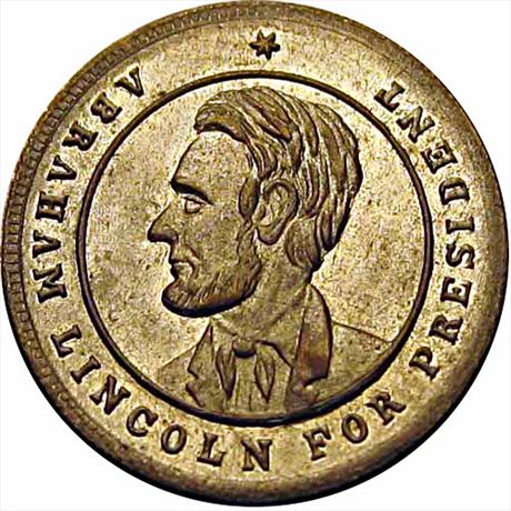 Abraham Lincoln Silvered Brass 22mm MS63 AL 1864-36