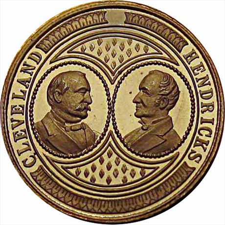 Grover Cleveland with Hendricks Copper 35mm Proof Like MS63 GC 1884-03