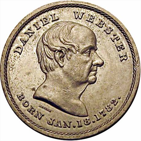 Daniel Webster token by Merriam White Metal 32mm MS62