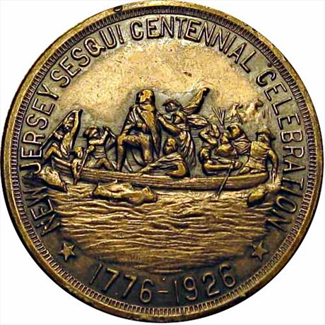 HK-674 1926 New Jersey Sesquicentennial Silvered Bronze AU