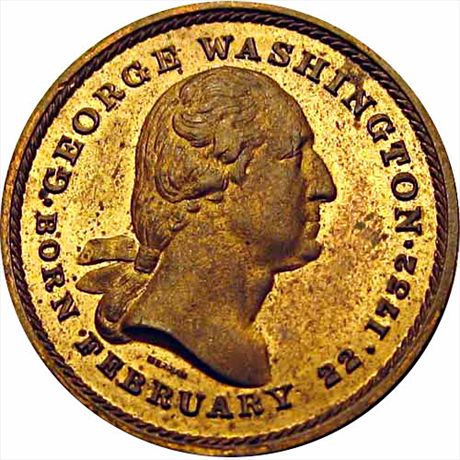Baker  214 Washington and Edward Everett Copper 31mm Joseph Merriam MS62