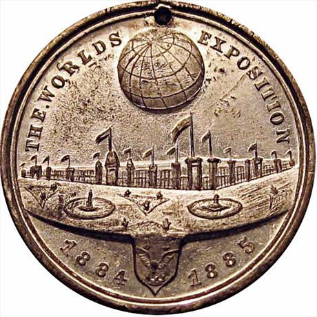 New Orleans Louisiana World's Exposition 1885 White Metal 34mm AU