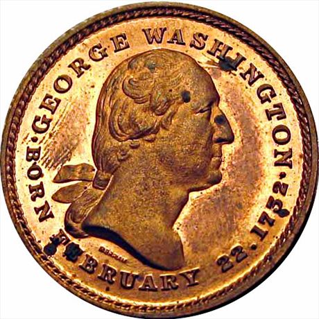 Baker  122A Washington Born and Died with Tomb Merriam R5.  Copper 31mm MS60
