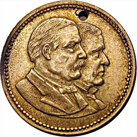 Grover Cleveland Silvered Brass 26mm AU+ GC 1884-16