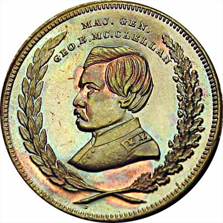 George B. McClellan Copper 31mm MS63 GMcC 1864-14A Unlisted Mule