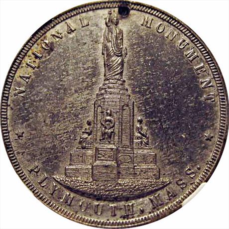 Plymouth Massachusetts 1889 Monument Medal White Metal 38mm MS61