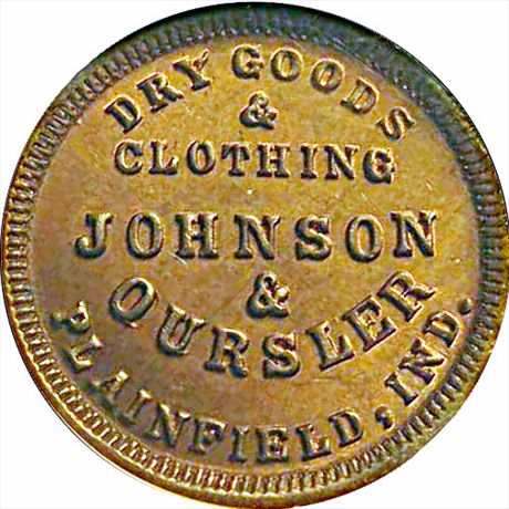 IN770A-1a R8 NGC MS65 Johnson & Oursler, Plainfield Indiana