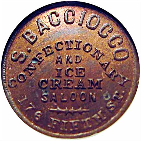 OH165 H-3a R5 NGC MS64 Bacciocco Ice Cream Saloon, Cincinnati