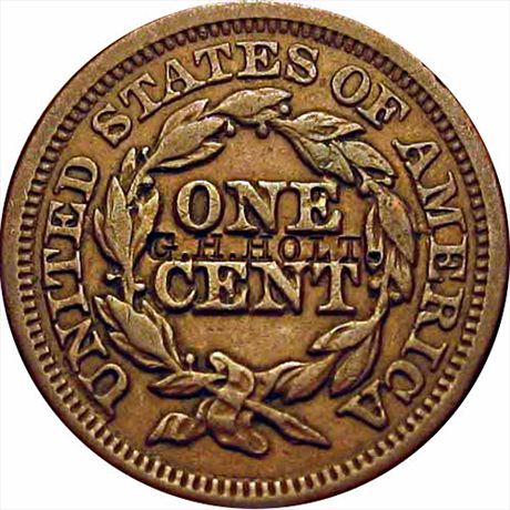 G. H. HOLT. On 1848 Large Cent Listed as being from New Orleans Louisiana