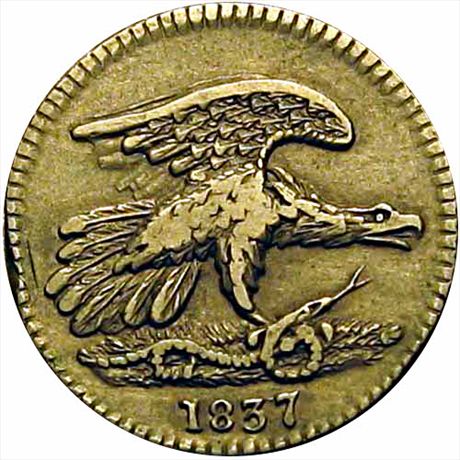 LOW 120 4-E R3  VF Feuchtwanger Cent 1837, New York HT268 4-E