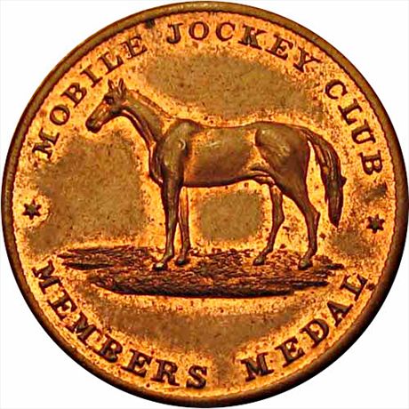 MILLER AL  3   MS62 Mobile Jockey Club Members Medal 1853 race horse