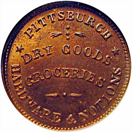 PA765R-2a R2 NGC MS64 Pittsburgh Dry Goods United We Stand Divided We Fall