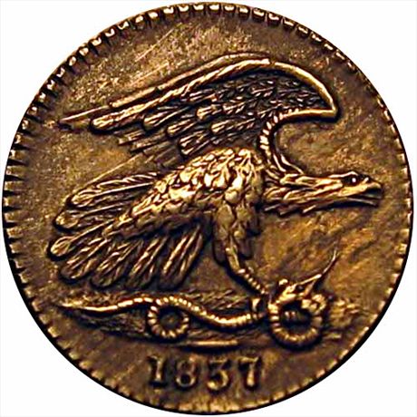 LOW 120 5-G R2  AU+ Feuchtwanger Cent 1837 German Silver HT268 5-G