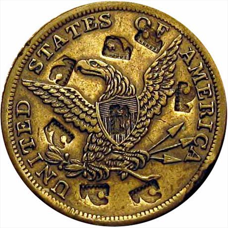 (Eagle's head and shoulders)on Bristol Connecticut 1850's Merchant token