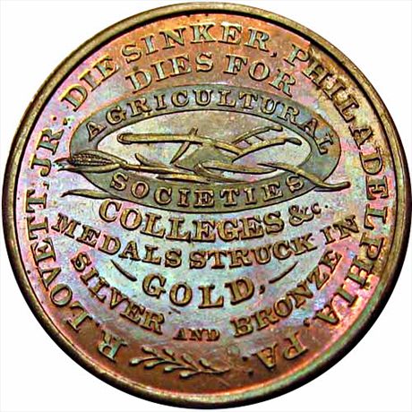 MILLER PA 334   MS63 Robert Lovett Jr. Die Sinker, Philadelphia Pennsylvania