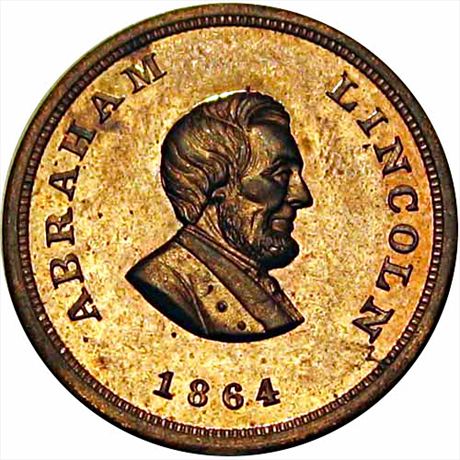 41  -  131/217 a  R8  MS63 1864 Lincoln Patriotic Civil War token
