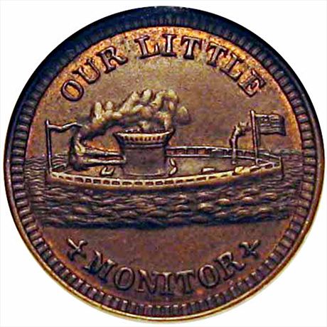 66  -  237/423 a  R1 NGC MS64 1863 Monitor Patriotic Civil War token