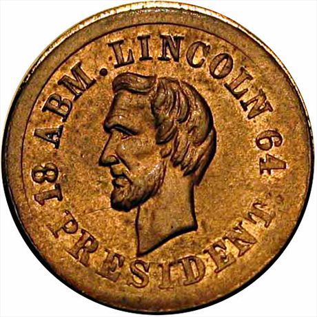 33  -  125/294 d  R8  MS64 1864 Lincoln Patriotic Civil War token