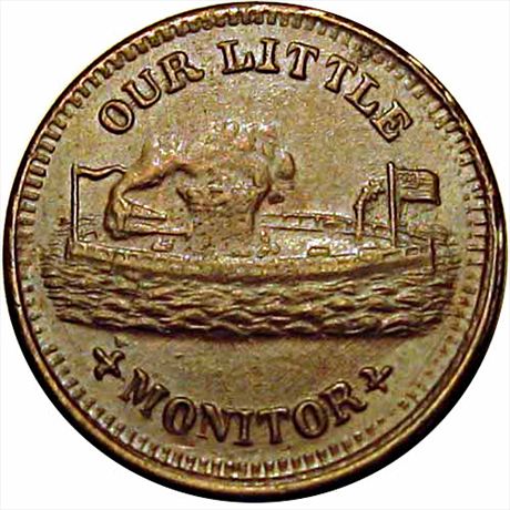 68  -  238/405 a  R3  MS63 Monitor Indiana Primitive Patriotic Civil War token