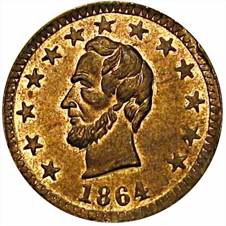 37  -  127/295 d  R6  MS64 1864 Lincoln Patriotic Civil War token