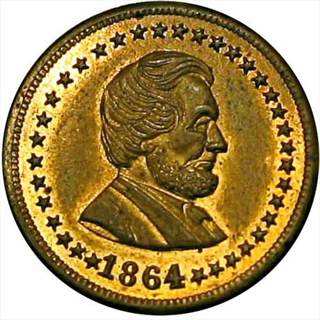 40  -  128/290 b  R4  MS62 1864 Lincoln Patriotic Civil War token