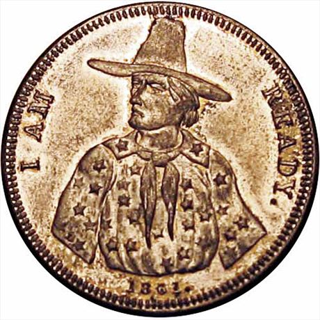 49  -  147/227 fp  R6  MS63 1861 Pilgrim Patriotic Civil War token