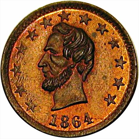 38  -  127/428 a  R9  MS64 1864 Lincoln Patriotic Civil War token