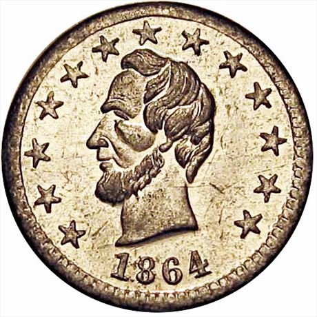 36  -  127/248 e  R8  MS63 1864 Lincoln Patriotic Civil War token
