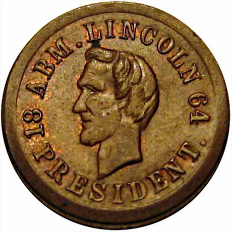 32  -  125/248 a  R6  MS62 1864 Lincoln Patriotic Civil War token