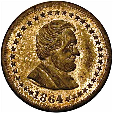 39  -  128/289 fp  R7  MS63 1864 Lincoln Patriotic Civil War token